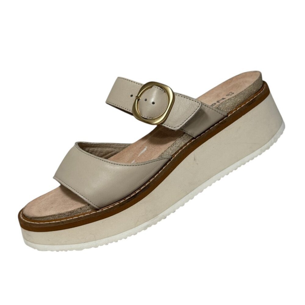 Naot Halvah Platform Wedge Sandal Womens 41 / 10  Ivory‎ Leather Slide Comfort